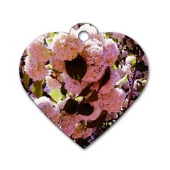 Pink Snowballs Dog Tag Heart (two Sides) by okhismakingart