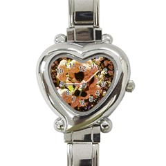 Yellow-pink Snowballs Heart Italian Charm Watch