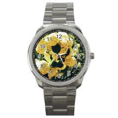 Yellow Snowballs Sport Metal Watch by okhismakingart