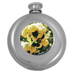 Yellow Snowballs Round Hip Flask (5 Oz) by okhismakingart