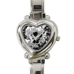 Black And White Snowballs Heart Italian Charm Watch by okhismakingart