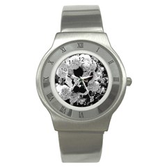 Black And White Snowballs Stainless Steel Watch by okhismakingart