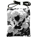 Black and White Snowballs Shoulder Sling Bag Front