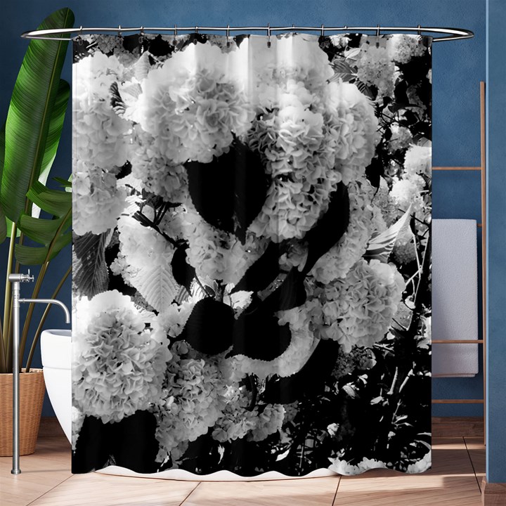 Black and White Snowballs Shower Curtain 60  x 72  (Medium) 