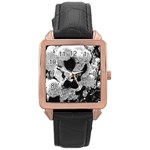 Black and White Snowballs Rose Gold Leather Watch  Front