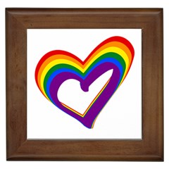 Rainbow Heart Colorful Lgbt Rainbow Flag Colors Gay Pride Support Framed Tiles by yoursparklingshop