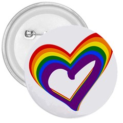 Rainbow Heart Colorful Lgbt Rainbow Flag Colors Gay Pride Support 3  Buttons by yoursparklingshop