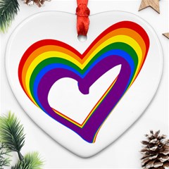 Rainbow Heart Colorful Lgbt Rainbow Flag Colors Gay Pride Support Ornament (heart) by yoursparklingshop