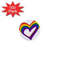 Rainbow Heart Colorful Lgbt Rainbow Flag Colors Gay Pride Support 1  Mini Buttons (100 Pack)  by yoursparklingshop