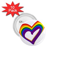 Rainbow Heart Colorful Lgbt Rainbow Flag Colors Gay Pride Support 1 75  Buttons (10 Pack) by yoursparklingshop