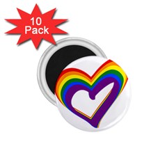 Rainbow Heart Colorful Lgbt Rainbow Flag Colors Gay Pride Support 1 75  Magnets (10 Pack)  by yoursparklingshop