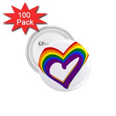 Rainbow Heart Colorful Lgbt Rainbow Flag Colors Gay Pride Support 1 75  Buttons (100 Pack)  by yoursparklingshop