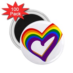 Rainbow Heart Colorful Lgbt Rainbow Flag Colors Gay Pride Support 2 25  Magnets (100 Pack)  by yoursparklingshop