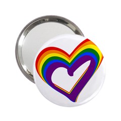 Rainbow Heart Colorful Lgbt Rainbow Flag Colors Gay Pride Support 2 25  Handbag Mirrors by yoursparklingshop