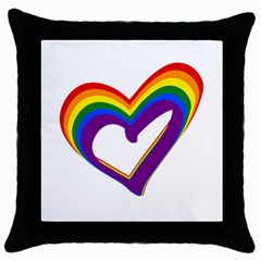 Rainbow Heart Colorful Lgbt Rainbow Flag Colors Gay Pride Support Throw Pillow Case (black) by yoursparklingshop