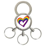 Rainbow Heart Colorful LGBT Rainbow Flag Colors Gay Pride Support 3-Ring Key Chain Front