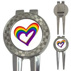 Rainbow Heart Colorful Lgbt Rainbow Flag Colors Gay Pride Support 3-in-1 Golf Divots by yoursparklingshop