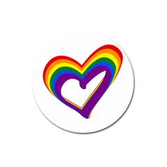 Rainbow Heart Colorful Lgbt Rainbow Flag Colors Gay Pride Support Magnet 3  (round) by yoursparklingshop