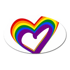 Rainbow Heart Colorful Lgbt Rainbow Flag Colors Gay Pride Support Oval Magnet by yoursparklingshop