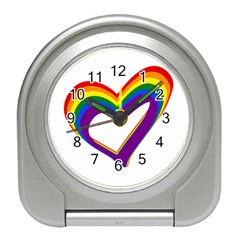 Rainbow Heart Colorful Lgbt Rainbow Flag Colors Gay Pride Support Travel Alarm Clock by yoursparklingshop