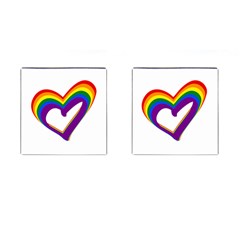 Rainbow Heart Colorful Lgbt Rainbow Flag Colors Gay Pride Support Cufflinks (square) by yoursparklingshop