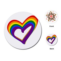 Rainbow Heart Colorful Lgbt Rainbow Flag Colors Gay Pride Support Playing Cards Single Design (round) by yoursparklingshop