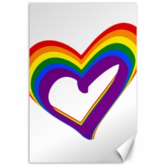 Rainbow Heart Colorful Lgbt Rainbow Flag Colors Gay Pride Support Canvas 24  X 36 