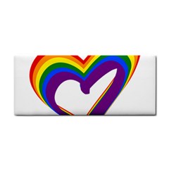 Rainbow Heart Colorful Lgbt Rainbow Flag Colors Gay Pride Support Hand Towel by yoursparklingshop