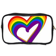 Rainbow Heart Colorful Lgbt Rainbow Flag Colors Gay Pride Support Toiletries Bag (one Side) by yoursparklingshop