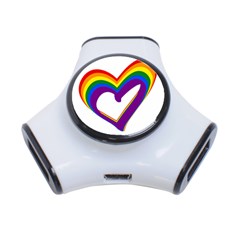 Rainbow Heart Colorful Lgbt Rainbow Flag Colors Gay Pride Support 3-port Usb Hub by yoursparklingshop