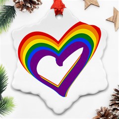 Rainbow Heart Colorful Lgbt Rainbow Flag Colors Gay Pride Support Ornament (snowflake) by yoursparklingshop