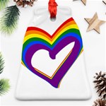 Rainbow Heart Colorful LGBT Rainbow Flag Colors Gay Pride Support Ornament (Bell) Front