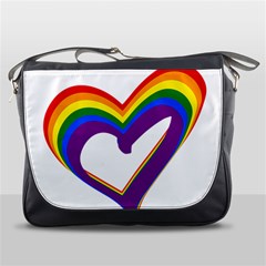 Rainbow Heart Colorful Lgbt Rainbow Flag Colors Gay Pride Support Messenger Bag by yoursparklingshop