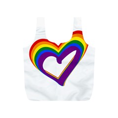 Rainbow Heart Colorful Lgbt Rainbow Flag Colors Gay Pride Support Full Print Recycle Bag (s) by yoursparklingshop