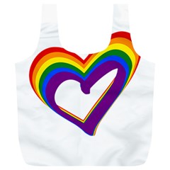 Rainbow Heart Colorful Lgbt Rainbow Flag Colors Gay Pride Support Full Print Recycle Bag (xl) by yoursparklingshop