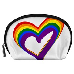 Rainbow Heart Colorful Lgbt Rainbow Flag Colors Gay Pride Support Accessory Pouch (large) by yoursparklingshop