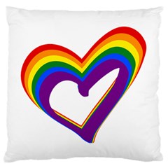 Rainbow Heart Colorful Lgbt Rainbow Flag Colors Gay Pride Support Large Flano Cushion Case (one Side) by yoursparklingshop