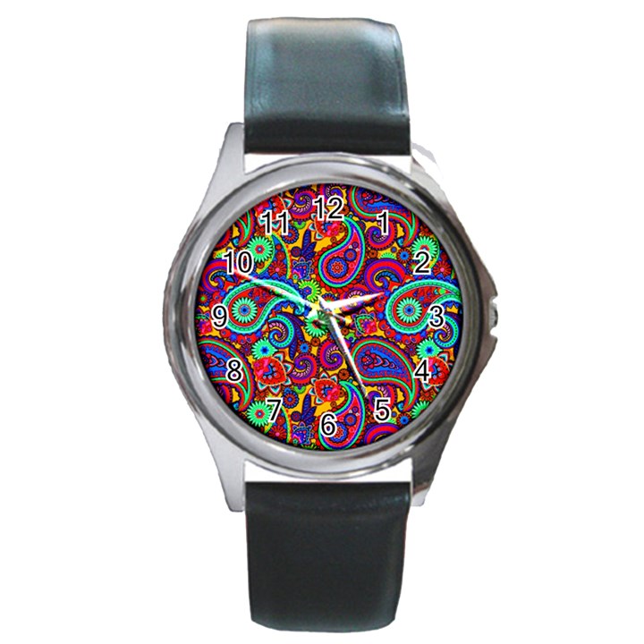 Paisley 3 Round Metal Watch