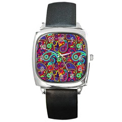 Paisley 3 Square Metal Watch