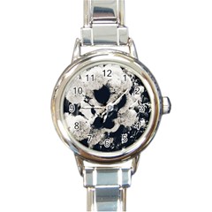 High Contrast Black And White Snowballs Round Italian Charm Watch by okhismakingart