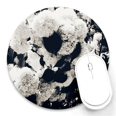 High Contrast Black And White Snowballs Round Mousepads by okhismakingart