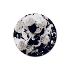 High Contrast Black And White Snowballs Rubber Round Coaster (4 Pack)  by okhismakingart