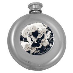 High Contrast Black And White Snowballs Round Hip Flask (5 Oz) by okhismakingart