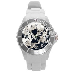 High Contrast Black And White Snowballs Round Plastic Sport Watch (l) by okhismakingart