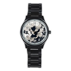 High Contrast Black And White Snowballs Stainless Steel Round Watch by okhismakingart