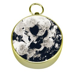 High Contrast Black And White Snowballs Gold Compasses by okhismakingart