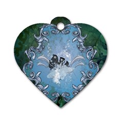 Surfboard With Dolphin Dog Tag Heart (one Side) by FantasyWorld7