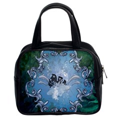 Surfboard With Dolphin Classic Handbag (two Sides) by FantasyWorld7