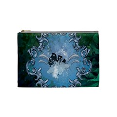 Surfboard With Dolphin Cosmetic Bag (medium) by FantasyWorld7