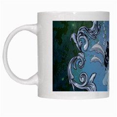 Surfboard With Dolphin White Mugs by FantasyWorld7